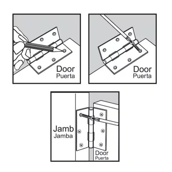 Everbilt 3" Narrow Utility Hinges Satin Brass Finish 2-Pack 613584 Door Hindge - Picture 2 of 3